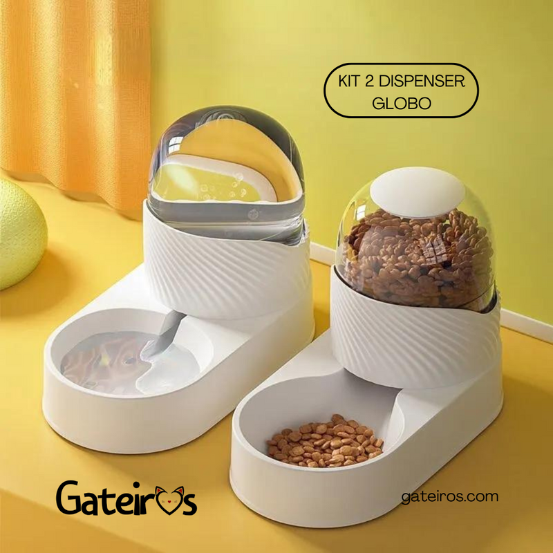 Kit 2 Dispenser Globo | Agua e Comida - Gateiros